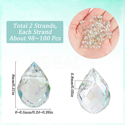 2 Strands Transparent Electroplate Glass Beads Strands EGLA-SP0001-24A-1