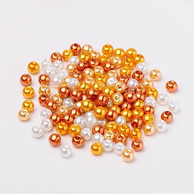 Caramel Mix Pearlized Glass Pearl Beads HY-X006-6mm-02-1