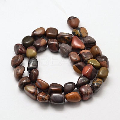 Natural Chinese Writing Stone Nuggets Beads Strands G-P092-37-1