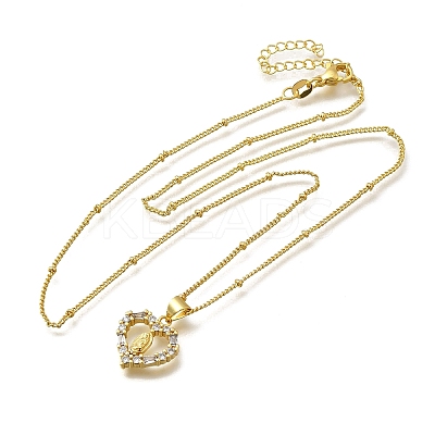 Brass Clear Cubic Zirconia Pendant Necklaces for Women NJEW-A039-02A-G-1