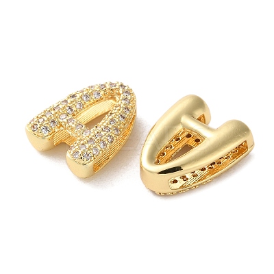 Rack Plating Brass Micro Pave Cubic Zirconia Slide Charms KK-C084-34G-A-1