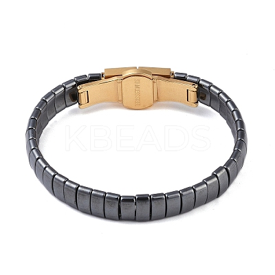 Ion Plating(IP) Synthetic Non-Magnetic Hematite Beaded Bracelets for Men BJEW-E102-01G-1