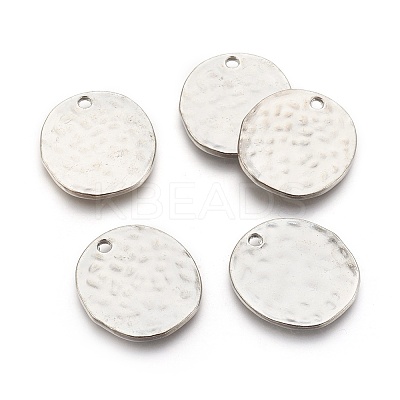 Alloy Blank Flat Round Hammered Pendants LS-PALLOY-M031-07P-NF-1
