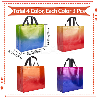 12Pcs 4 Colors Non-Woven Reusable Folding Gift Bags with Handle ABAG-GF0001-29B-1