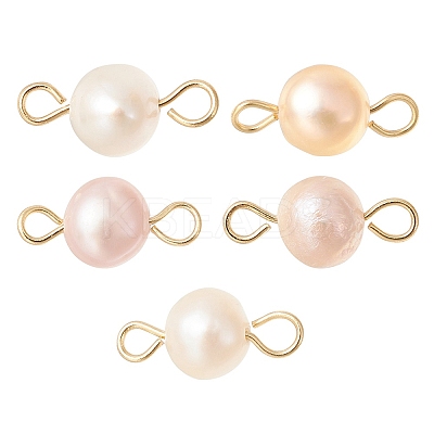 Natural Cultured Freshwater Pearl Connector Charms PALLOY-YW0001-52-1