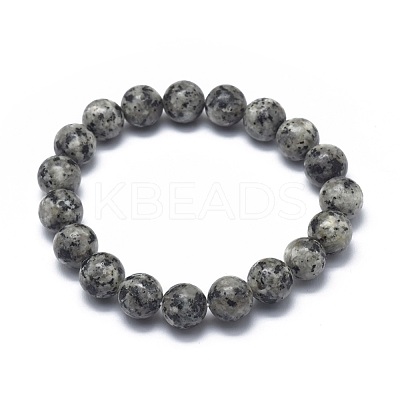 Natural Sesame Jasper/Kiwi Jasper Bead Stretch Bracelets X-BJEW-K212-B-033-1
