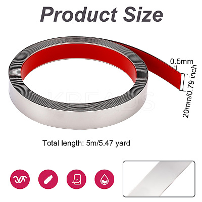 201 Stainless Steel Self-Adhesive Flexible Molding Trim FIND-WH0139-141B-02-1