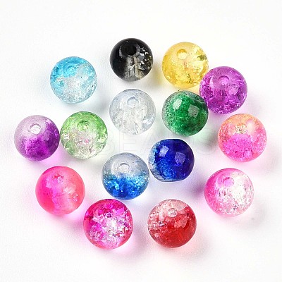 Baking Paint Transparent Crackle Glass Beads X1-DGLA-Q018-6mm-M01-1
