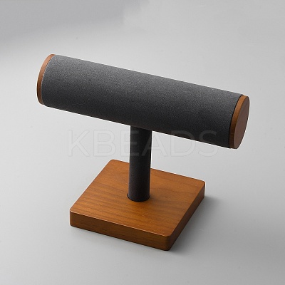 T-Shaped Bar Wood Covered with Microfiber Bracelet Display Stands BDIS-WH0011-01B-1