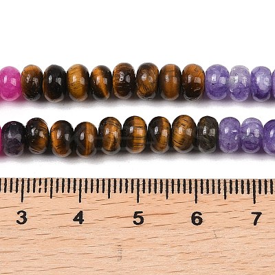 Natural Tiger Eye & Dyed White Jade & Fluorite & Synthetic Turquois Beads Strands G-Z135-C13-1