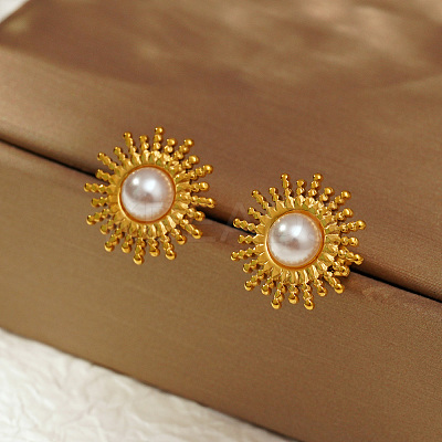 Geometric 304 Stainless Steel Sun Stud Earrings NK4647-1