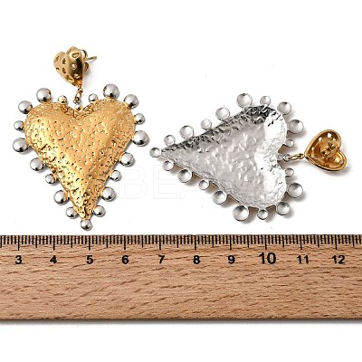 Two Tone 304 Stainless Steel Dangle Stud Earrings EJEW-K296-08B-GP-1