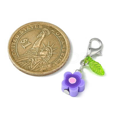 Flower Handmade Polymer Clay Pendant Decorations HJEW-JM01544-02-1