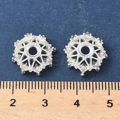 Flower Brass Micro Pave Clear Cubic Zirconia Bead Caps KK-A254-01B-S-1