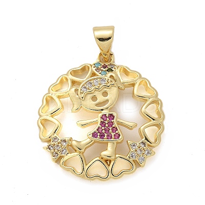 Brass Micro Pave Cubic Zirconia Pendants KK-M319-24G-01-1