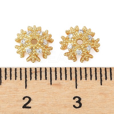 Brass Micro Pave Clear Cubic Zirconia Bead Caps KK-V015-32G-1