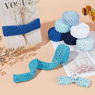 14M 7 Style Blue Series Elastic Crochet Headband Ribbon OCOR-BC0005-36-1