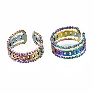 Curb Chain Shape Cuff Rings RJEW-N038-012-1