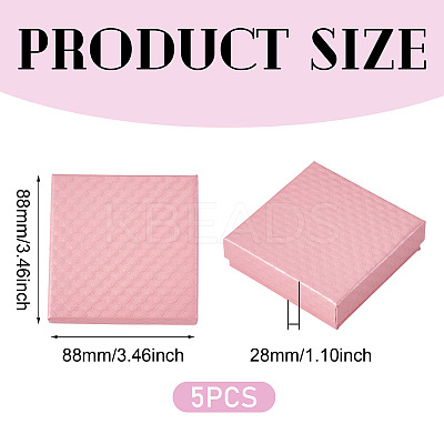 5Pcs Rhombus Textured Cardboard Jewelry Packing Boxes with Sponge Inside CBOX-TA0001-18D-1