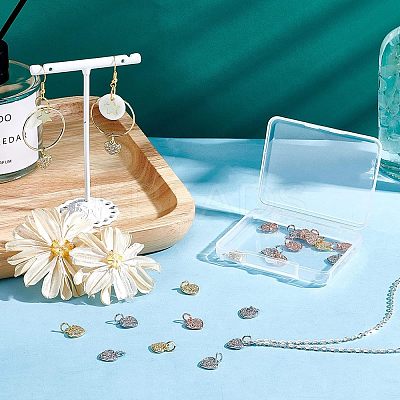 24Pcs 3 Colors Brass Micro Pave Clear Cubic Zirconia Charms KK-NB0001-41-1