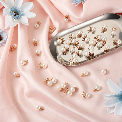 50Pcs 5 Styles Resin Imitation Pearl Pendants FIND-CD0001-32-1