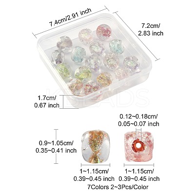 16Pcs 7 Colors Handmade Foil Lampwork Beads FOIL-FS0001-03-1