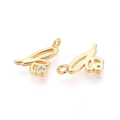 Brass Micro Pave Cubic Zirconia Charms KK-N263-97G-K-1