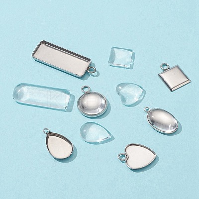 36Pcs 6 Styles 04 Stainless Steel Pendant Cabochon Settings STAS-FS0001-27-1