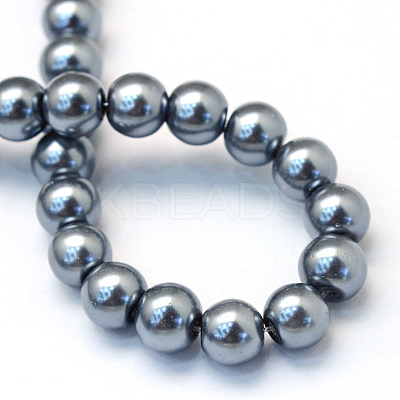 Baking Paint Pearlized Glass Pearl Round Bead Strands HY-Q003-10mm-12-1