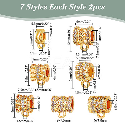 14Pcs 7 Styles Brass Tube Bails KK-AR0004-59-1