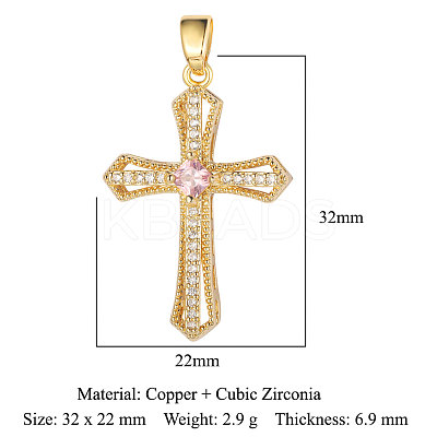 3Pcs Brass Micro Pave Cubic Zirconia Pendants ZIRC-OY001-60-1