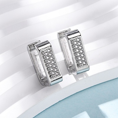 304 Stainless Steel Rectangle Hoop Earrings EJEW-D331-15P-1