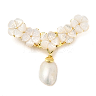 Peach Blossom Flower Natural White Shell Brooches for Women JEWB-E031-02G-1