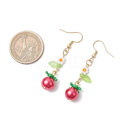304 Stainless Steel Tomato Dangle Earrings EJEW-MZ00464-01-1