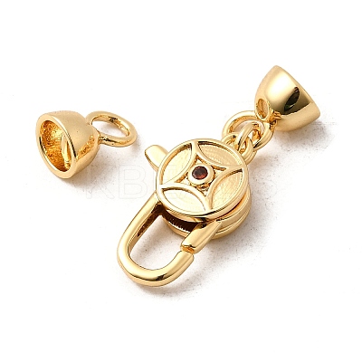 Brass Micro Pave Cubic Zirconia Lobster Claw Clasps KK-U059-51G-1