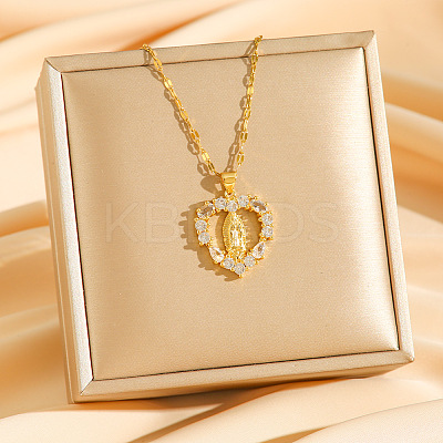 Brass Crystal Rhinestone Hollow Pendant Necklaces NJEW-P331-01B-G-1
