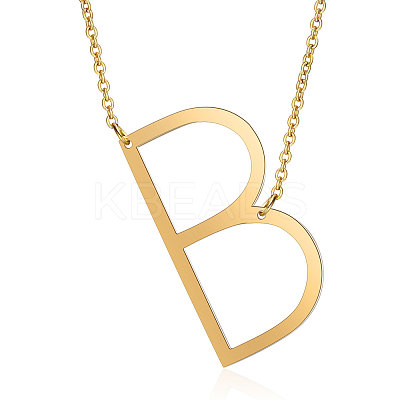 201 Stainless Steel Initial Pendants Necklaces NJEW-S069-JN004D-B-1