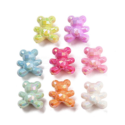 UV Plating Opaque Acrylic Faceted Beads MACR-D024-03-1