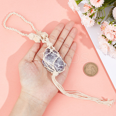 Irregular Natural Amethyst Hanging Pendant Decoration HJEW-WH0069-03B-1