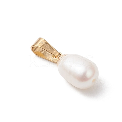 Natural Cultured Freshwater Pearl Rice Charms X-PALLOY-JF04823-1