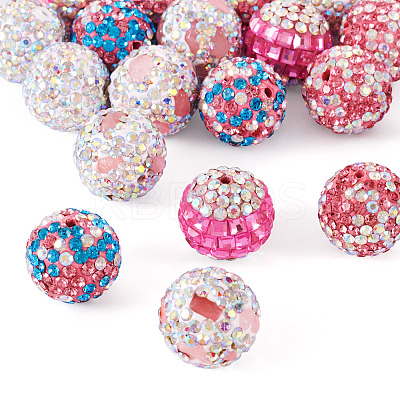 20Pcs 5 Style Polymer Clay Rhinestone Beads CLAY-TA0001-32-1