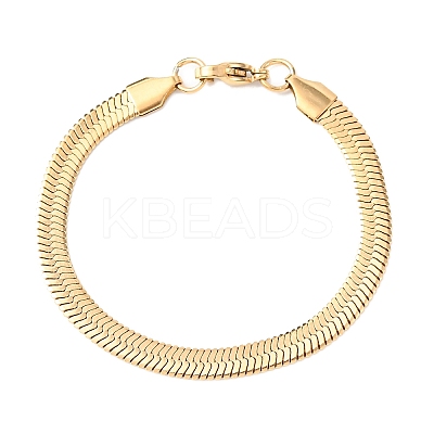 304 Stainless Steel Flat Snake Chain Bracelets LS-BJEW-C134-01B-G-1