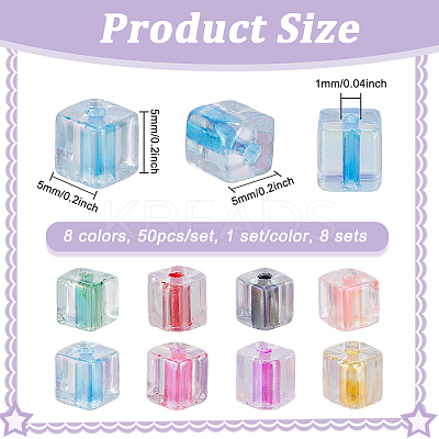 8 Sets 8 Colors Inside Colours Transparent Glass Seed Beads SEED-PH0002-41-1