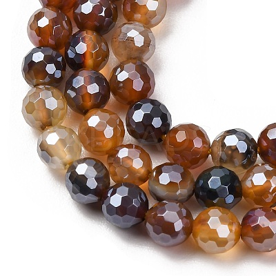 Electroplated Natural Agate Beads Strands G-B191-A07-6mm-13-1