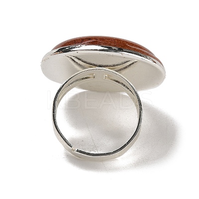 Natural Red Jasper Round Adjustable Rings RJEW-K371-09S-24-1