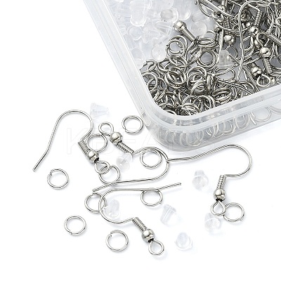 100Pcs 304 Stainless Steel French Hooks with Coil and Ball STAS-YW0001-59-1