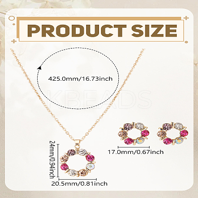 Wreath Alloy Rhinestone Pendant Necklace & Stud Earring Sets SJEW-LP0001-56A-1