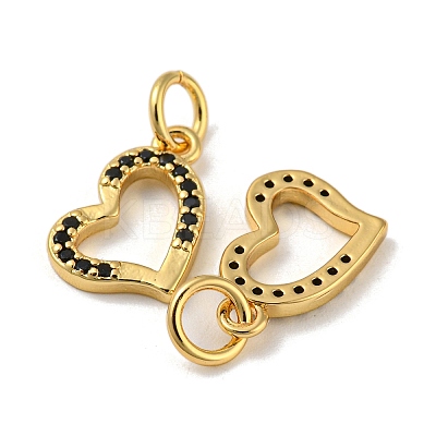 Rack Plating Brass Micro Pave Black Cubic Zirconia Pendants KK-A200-18G-1