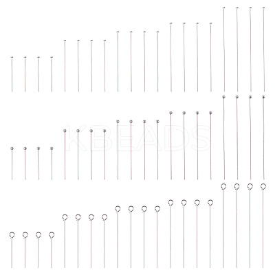 600Pcs 15 Styles 304 Stainless Steel Ball Head Pins & Flat Head Pins & Eye Pins STAS-TA0002-80-1