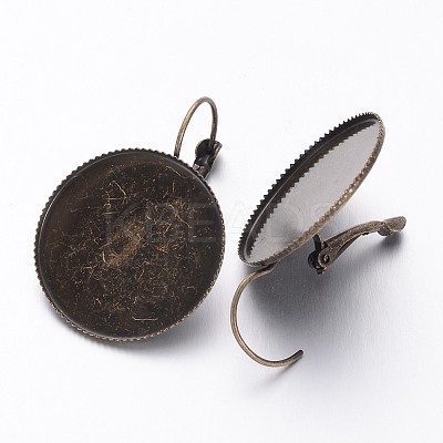 Antique Bronze Tone Brass Leverback Earring Findings Fit Domed Cabochons X-KK-A023-AB-1